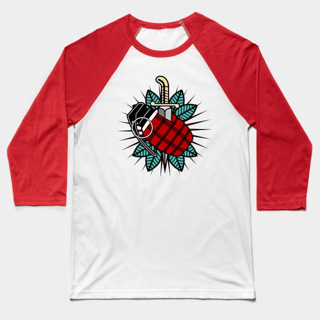 Grenade Tattoo Baseball T-Shirt by Woah_Jonny